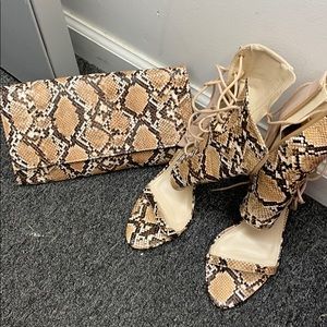 Snake skin shoes and clutch